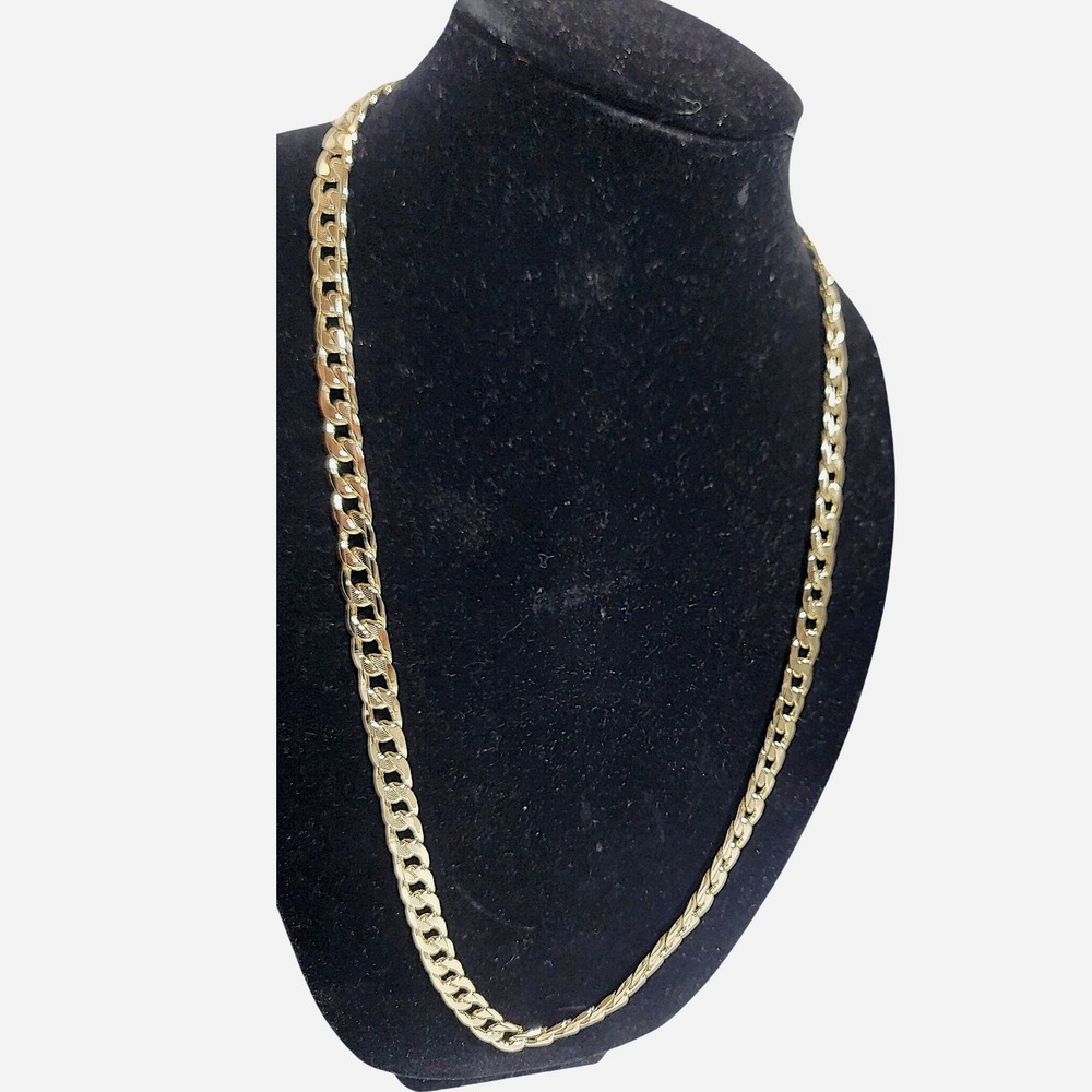 Gold Curb Chain Necklace Chunky Statement Jewelry Men Womengold plated 18k
